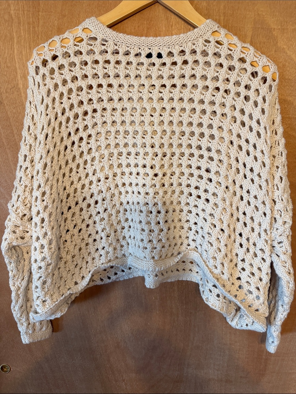 Vici Open-Knit Cream Crewneck Sweater